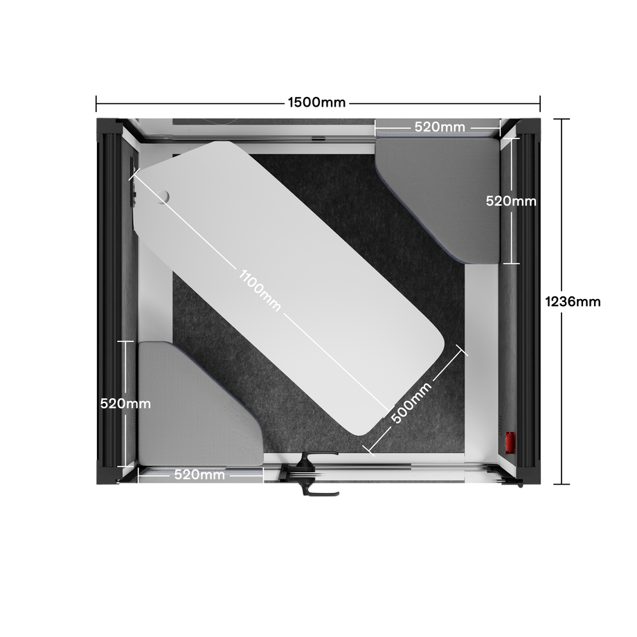 Toimistopuhelinosasto Quell - 2 henkilöäWhite / Dark Gray / Meeting Room + Table + Corner Stool