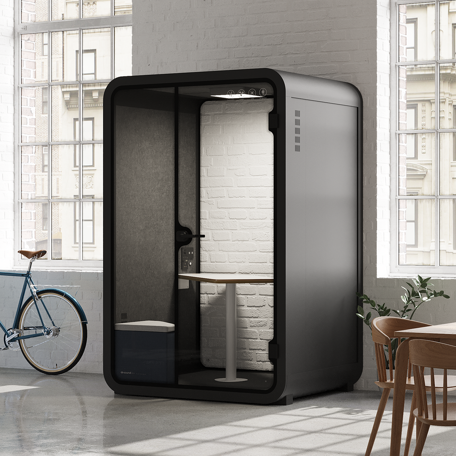 Toimistopuhelinosasto Quell - 2 henkilöäCharcoal / Dark Gray / Meeting Room + Table + Corner Stool