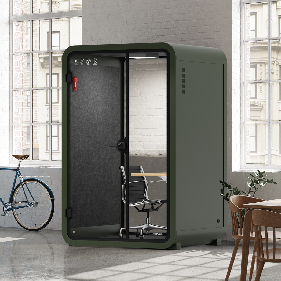 Toimistopuhelinosasto Quell - 2 henkilöäGreen / Dark Gray / Work Station + Designer Office Chair