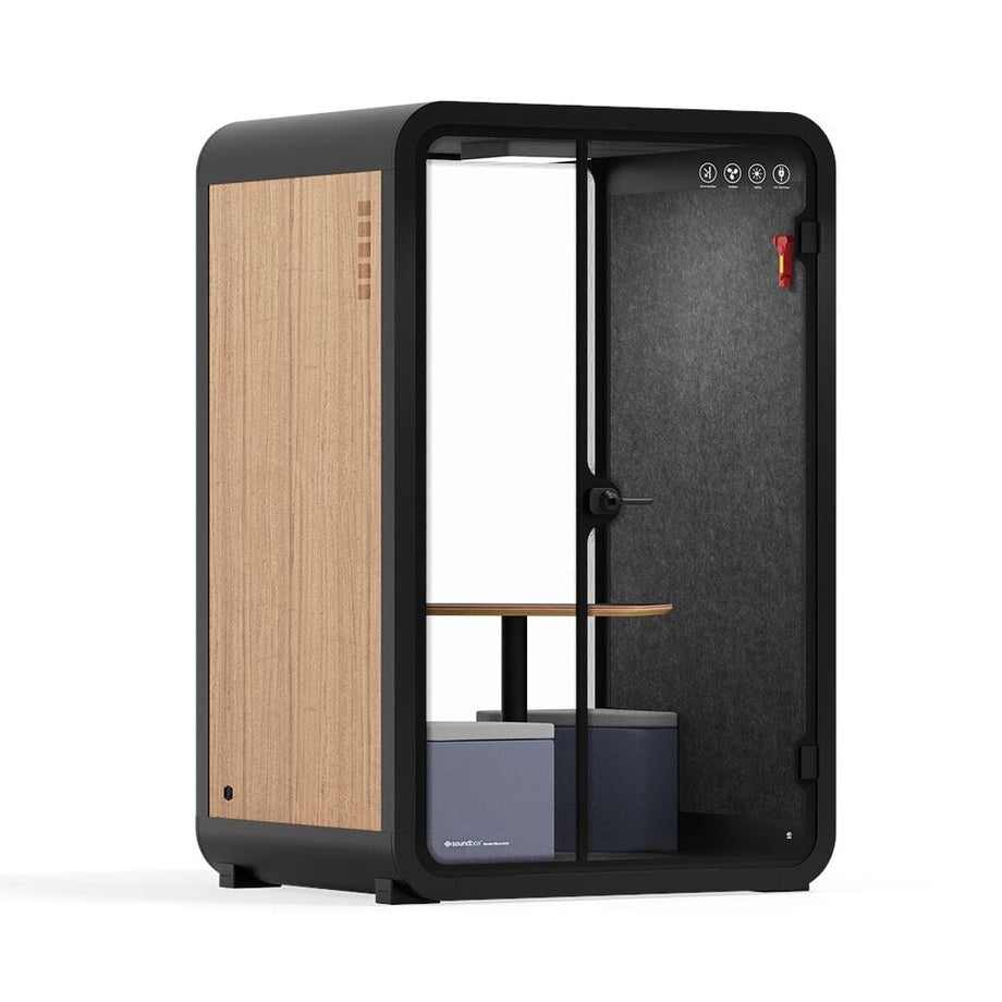 Toimistopuhelinosasto Quell - 2 henkilöäWooden / Dark Gray / Meeting Room + Table + Corner Stool