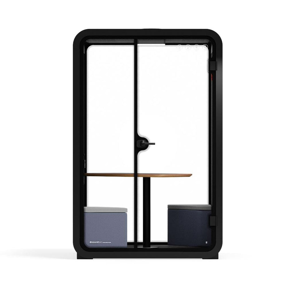 Toimistopuhelinosasto Quell - 2 henkilöäWooden / Dark Gray / Meeting Room + Table + Corner Stool