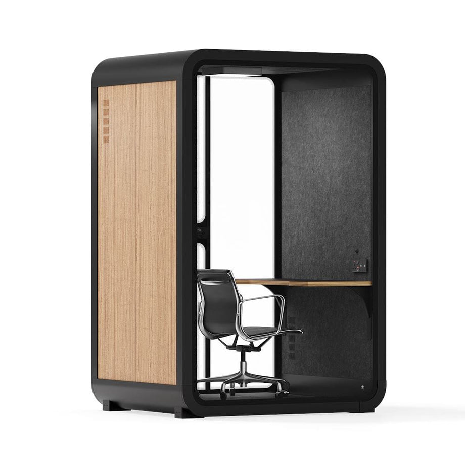 Toimistopuhelinosasto Quell - 2 henkilöäWooden / Dark Gray / Work Station + Designer Office Chair