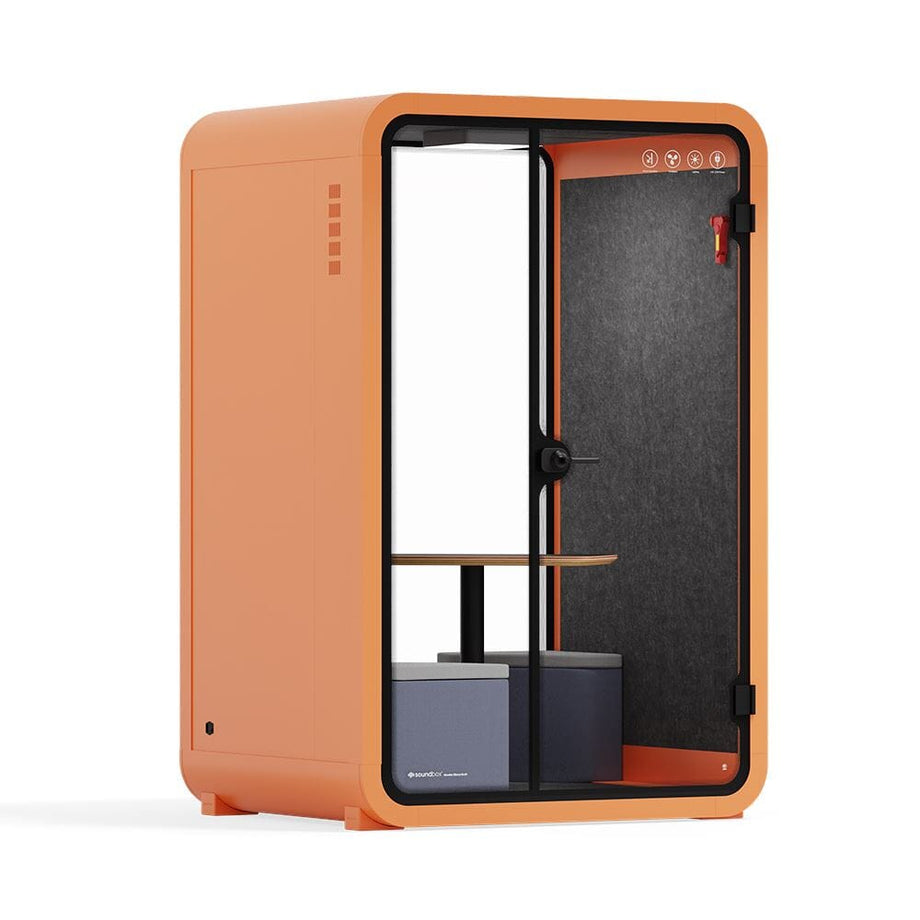 Toimistopuhelinosasto Quell - 2 henkilöäOrange / Dark Gray / Meeting Room + Table + Corner Stool