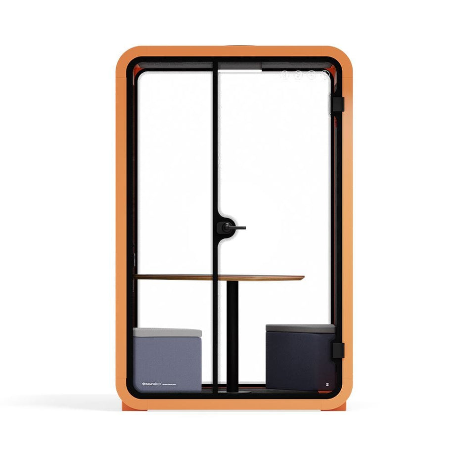 Toimistopuhelinosasto Quell - 2 henkilöäOrange / Dark Gray / Meeting Room + Table + Corner Stool