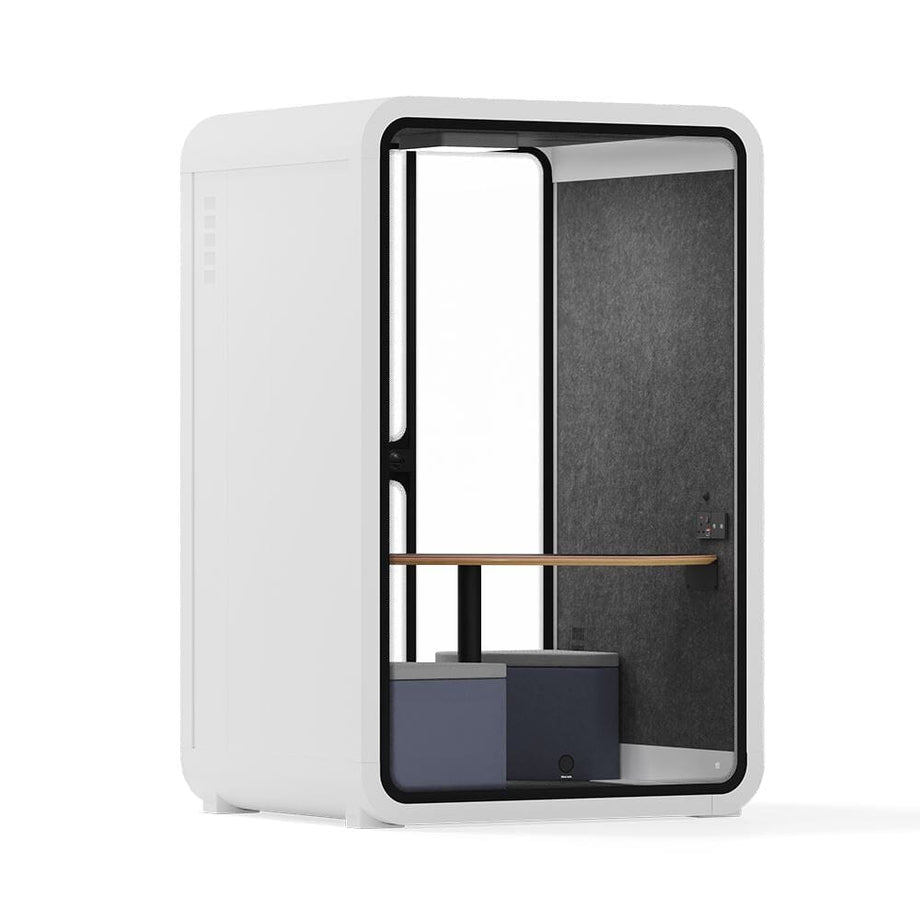 Toimistopuhelinosasto Quell - 2 henkilöäWhite / Dark Gray / Meeting Room + Table + Corner Stool