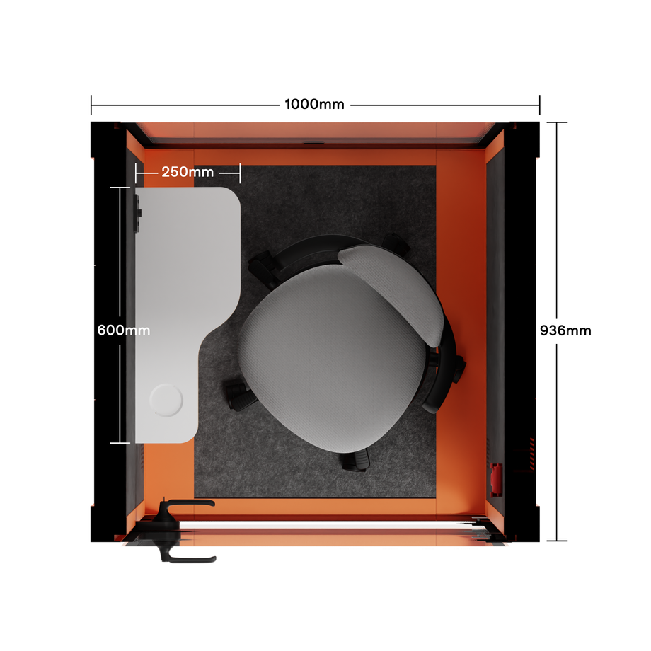 Office Pod Quell+ AcousticOrange / With Furniture / Dark Grey