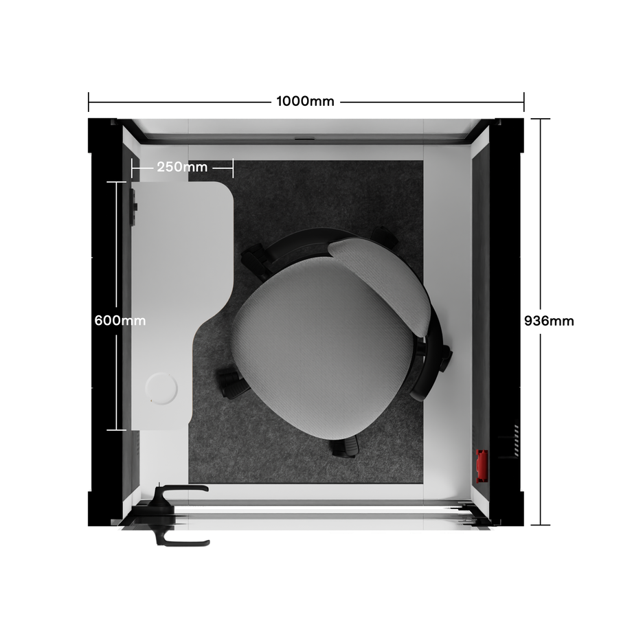 Office Pod Quell+ AcousticWhite / With Furniture / Dark Grey