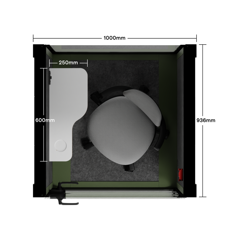 Office Pod Quell+ AcousticGreen / With Furniture / Dark Grey