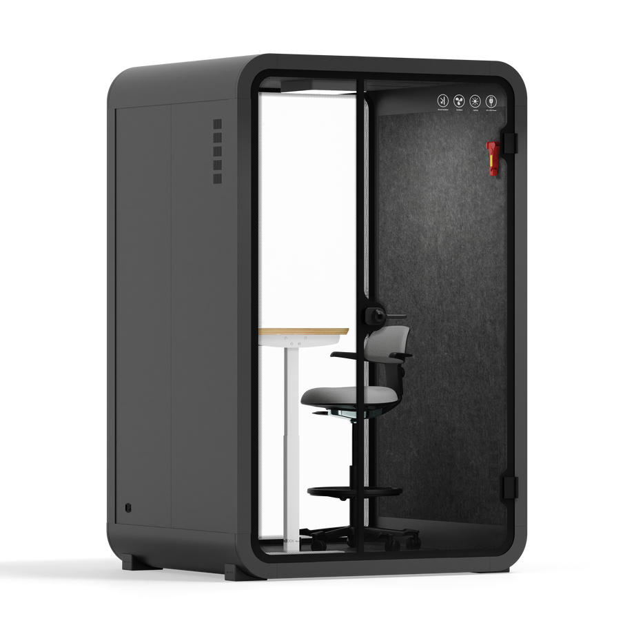 Toimistopuhelinosasto Quell - 2 henkilöäCharcoal / Dark Gray / Electric Adjustable Work Station + Stool