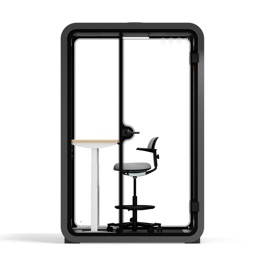 Toimistopuhelinosasto Quell - 2 henkilöäCharcoal / Dark Gray / Electric Adjustable Work Station + Stool