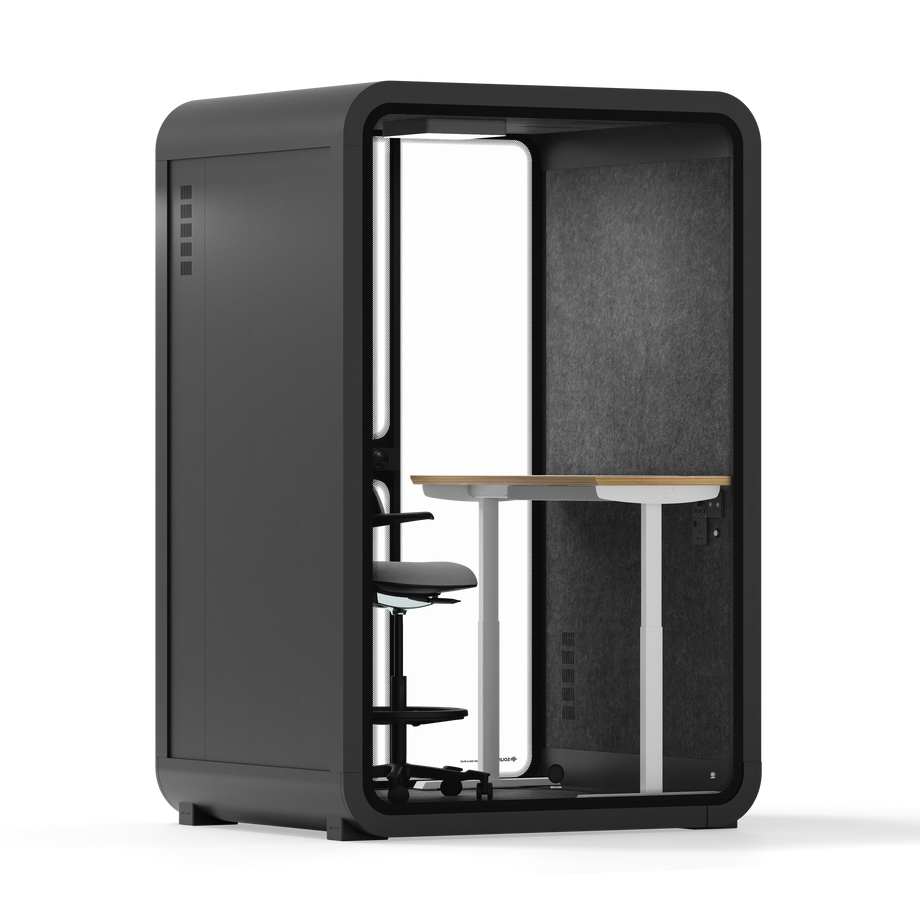 Toimistopuhelinosasto Quell - 2 henkilöäCharcoal / Dark Gray / Electric Adjustable Work Station + Stool