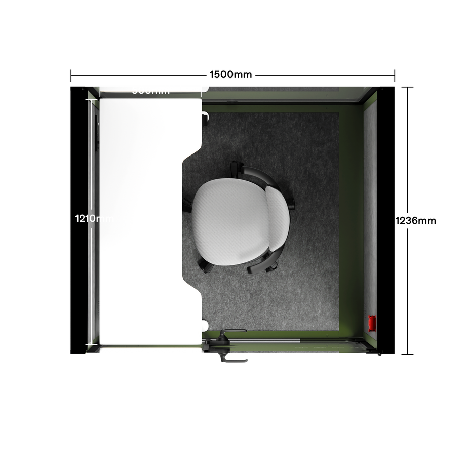 Toimistopuhelinosasto Quell - 2 henkilöäGreen / Dark Gray / Electric Adjustable Work Station + Stool