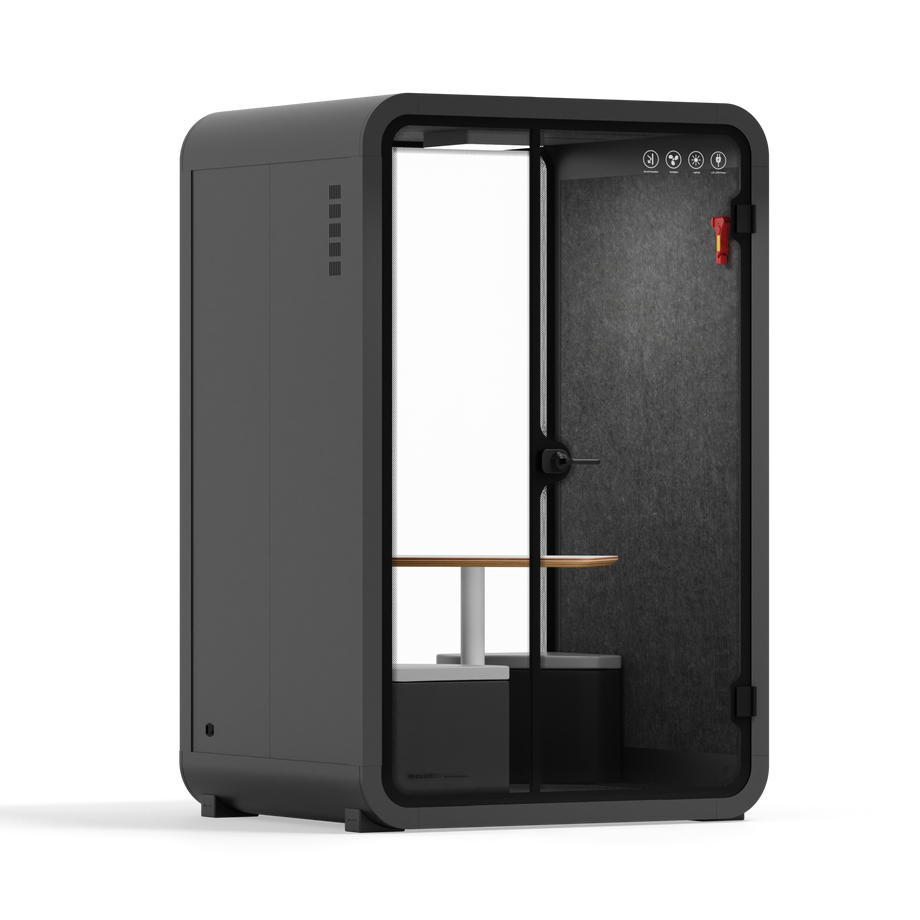 Toimistopuhelinosasto Quell - 2 henkilöäCharcoal / Dark Gray / Meeting Room + Table + Corner Stool