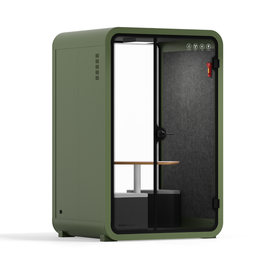Toimistopuhelinosasto Quell - 2 henkilöäGreen / Dark Gray / Meeting Room + Table + Corner Stool