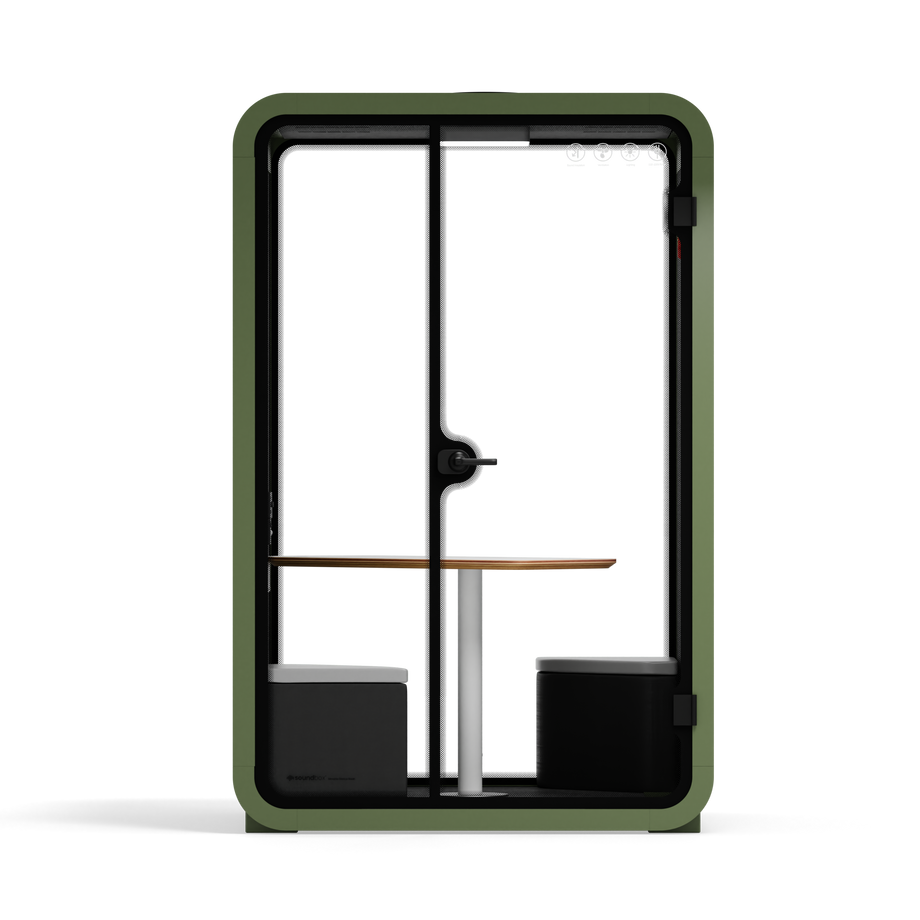 Toimistopuhelinosasto Quell - 2 henkilöäGreen / Dark Gray / Meeting Room + Table + Corner Stool