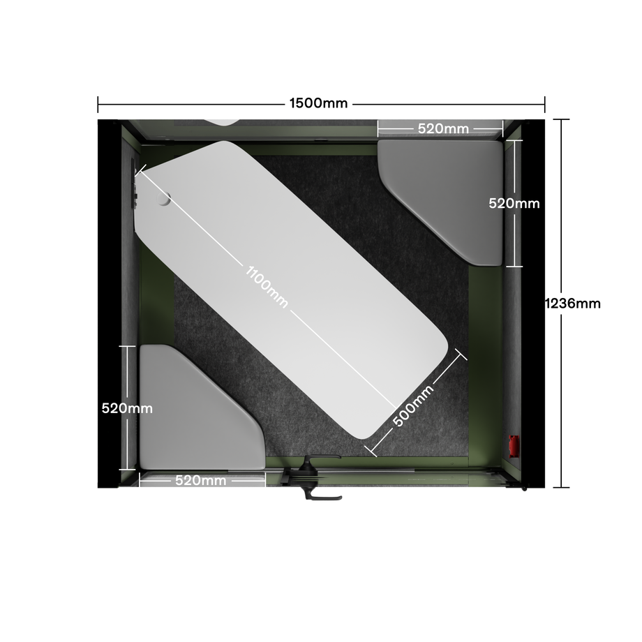 Toimistopuhelinosasto Quell - 2 henkilöäGreen / Dark Gray / Meeting Room + Table + Corner Stool