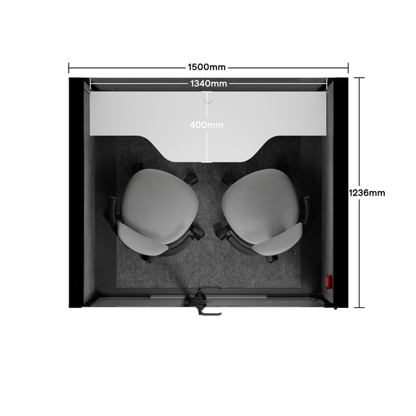 Office Phone Booth Quell - 2 PersonWooden / Dark Gray / Dual Zoom Room + Device Shelf + 2 Barstools