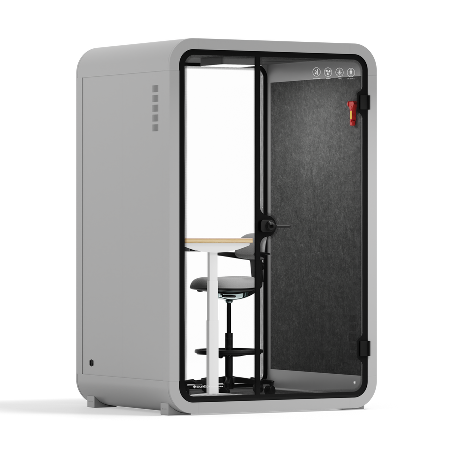 Toimistopuhelinosasto Quell - 2 henkilöäLight Grey / Dark Gray / Electric Adjustable Work Station + Stool