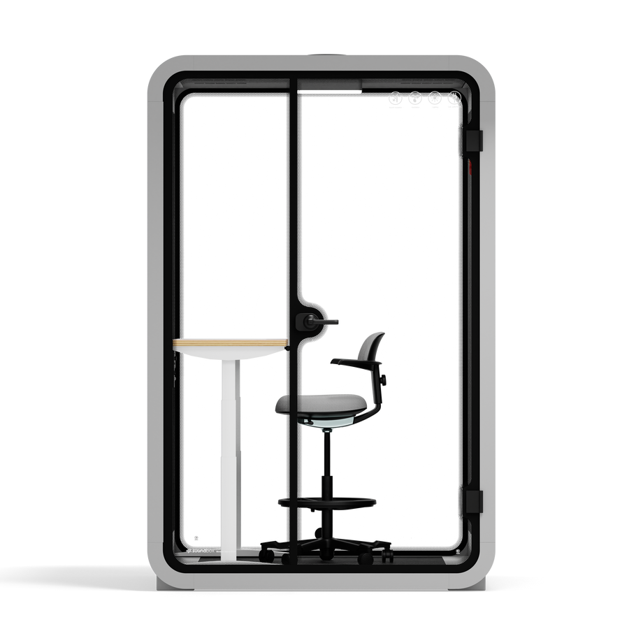 Toimistopuhelinosasto Quell - 2 henkilöäLight Grey / Dark Gray / Electric Adjustable Work Station + Stool