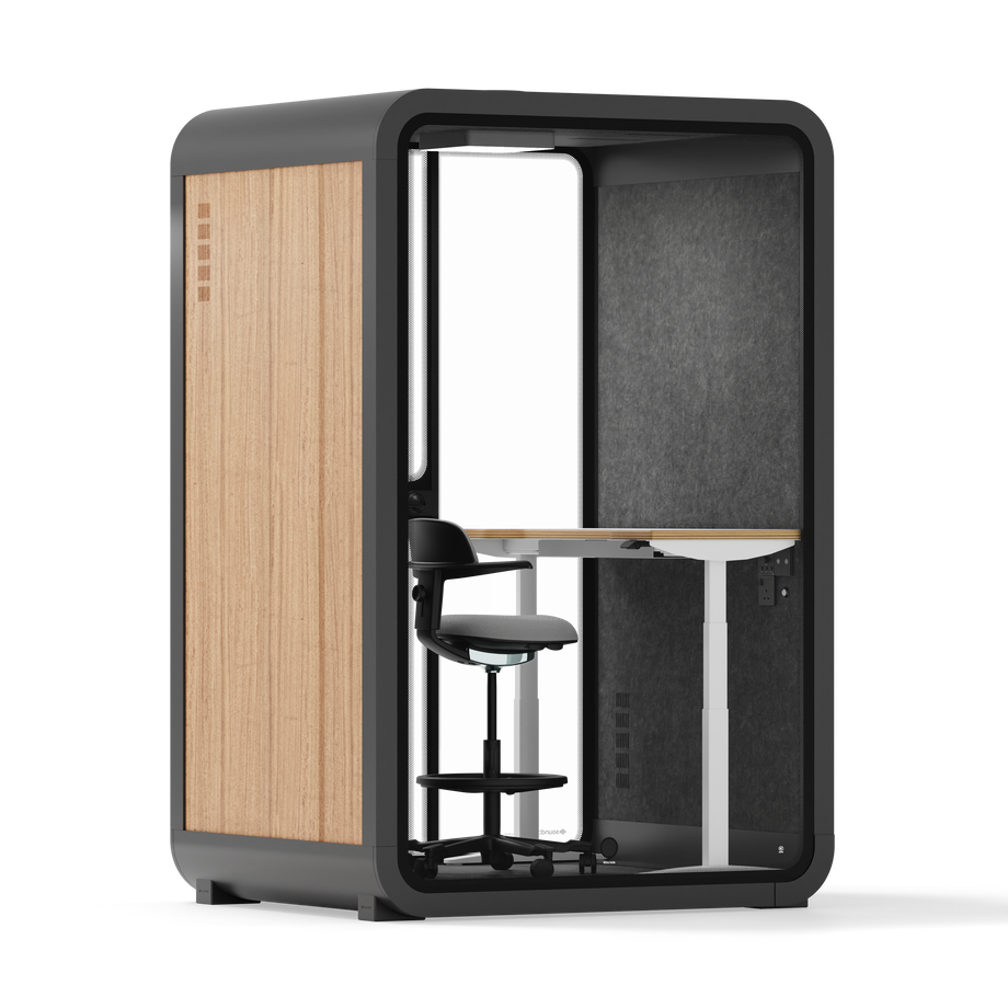 Toimistopuhelinosasto Quell - 2 henkilöäWooden / Dark Gray / Electric Adjustable Work Station + Stool