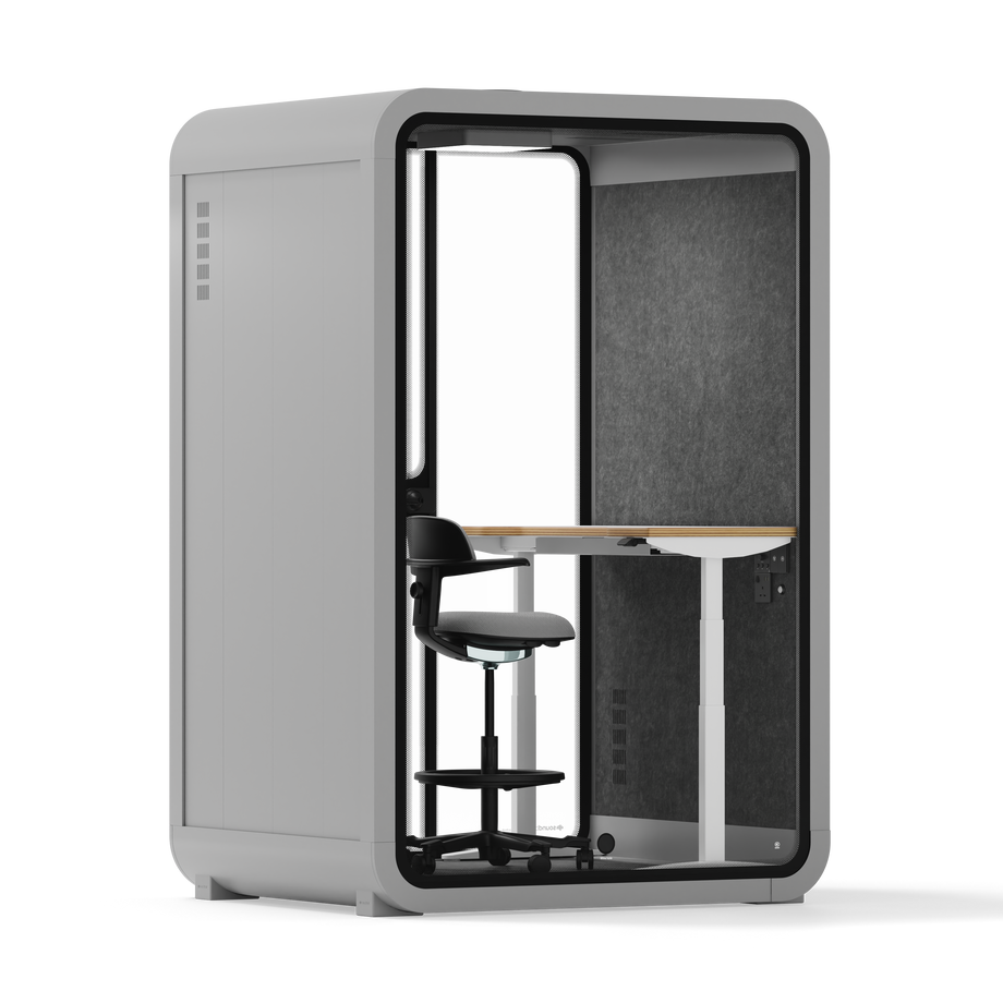 Toimistopuhelinosasto Quell - 2 henkilöäLight Grey / Dark Gray / Electric Adjustable Work Station + Stool