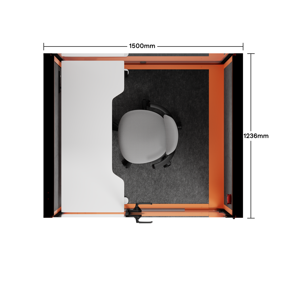 Toimistopuhelinosasto Quell - 2 henkilöäOrange / Dark Gray / Electric Adjustable Work Station + Stool