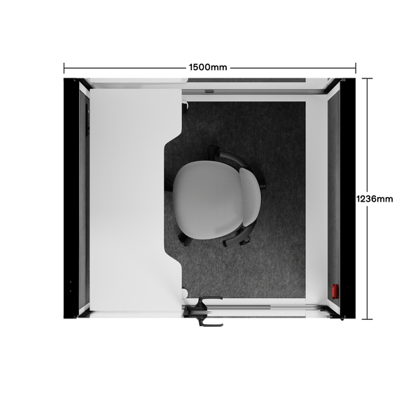 Toimistopuhelinosasto Quell - 2 henkilöäWhite / Dark Gray / Electric Adjustable Work Station + Stool