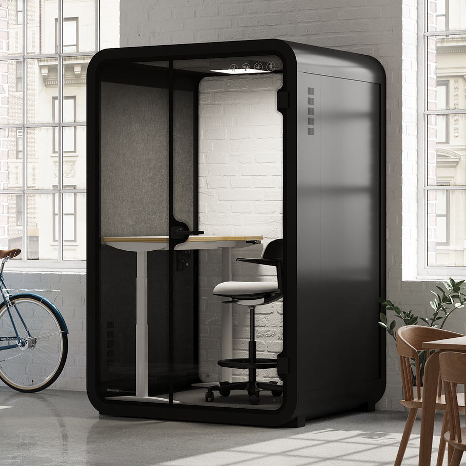 Toimistopuhelinosasto Quell - 2 henkilöäCharcoal / Dark Gray / Electric Adjustable Work Station + Stool