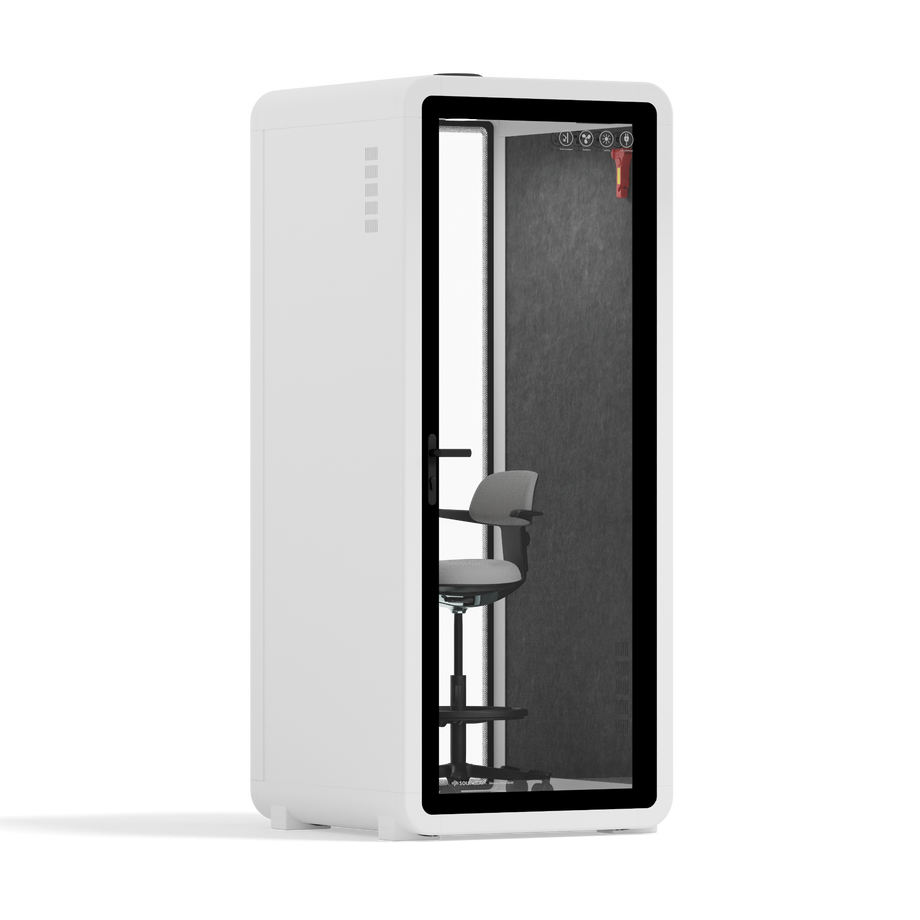 Office Pod Quell+ AcousticWhite / With Furniture / Dark Grey