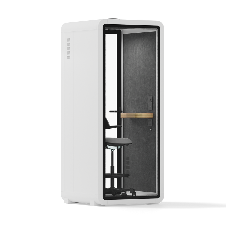 Office Pod Quell+ AcousticWhite / With Furniture / Dark Grey