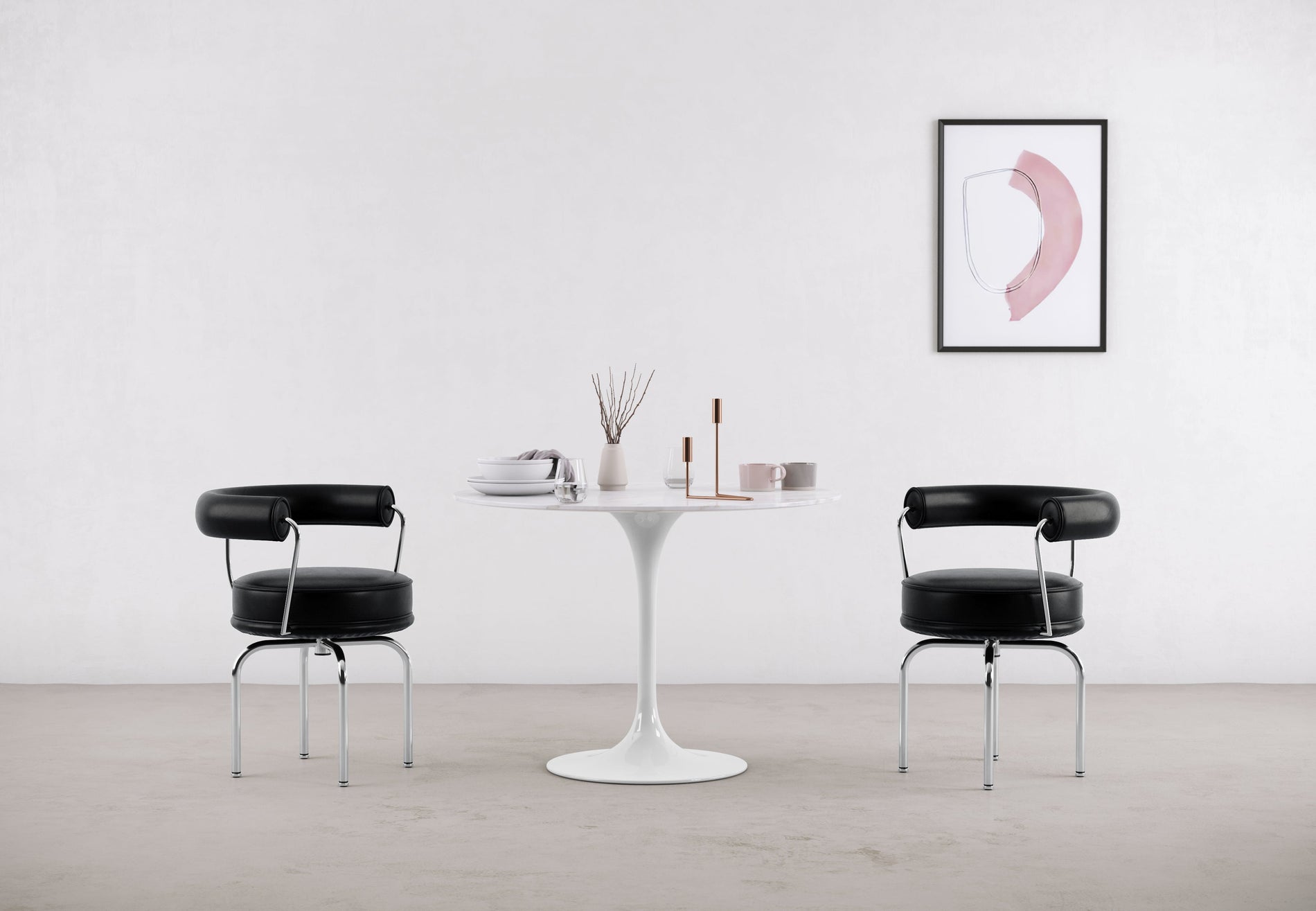 CorbusierCorbusier - Corbusier Swivel Chair, Midnight Black Premium Leather