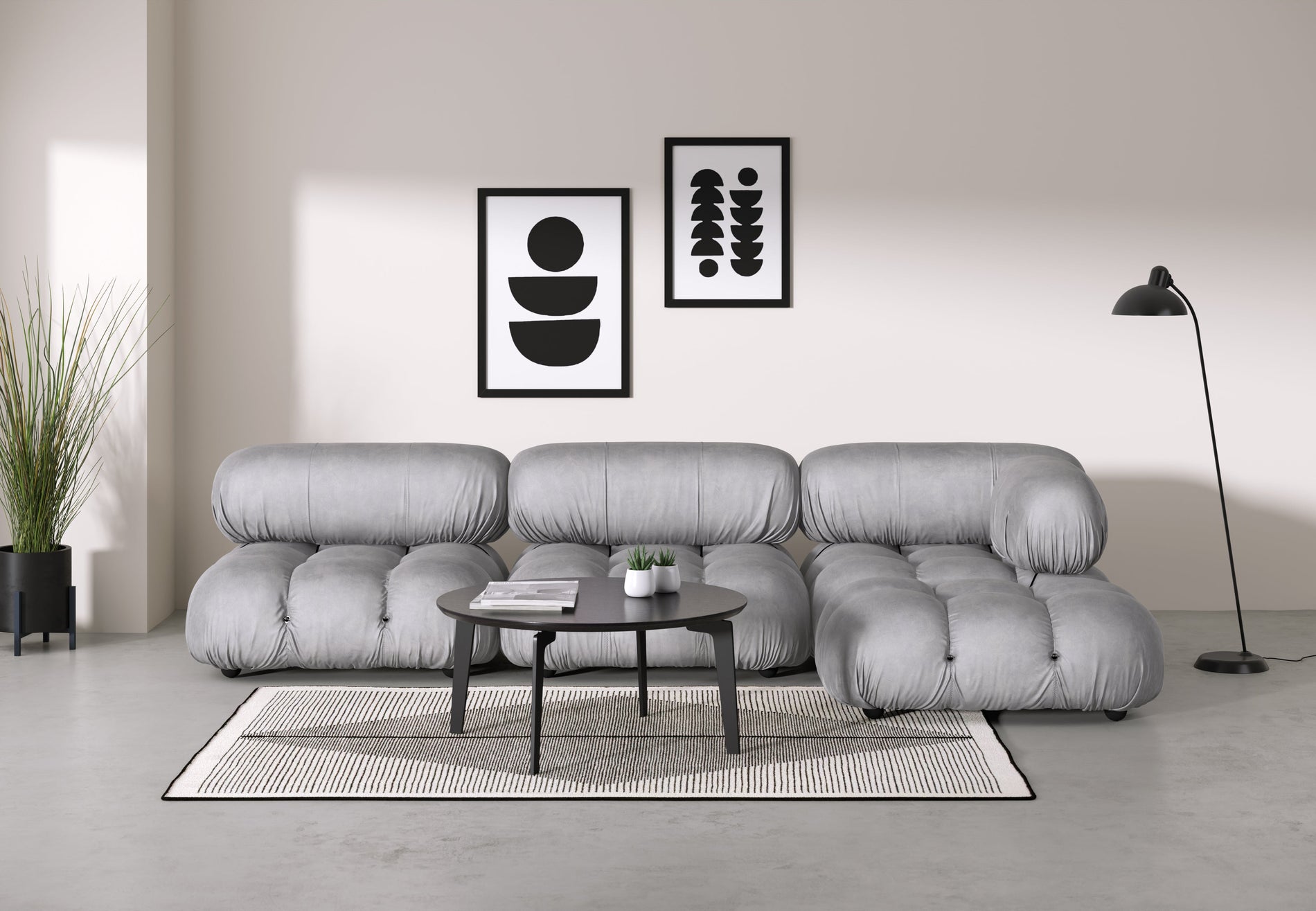 Bellini SectionalLight Gray Velvet