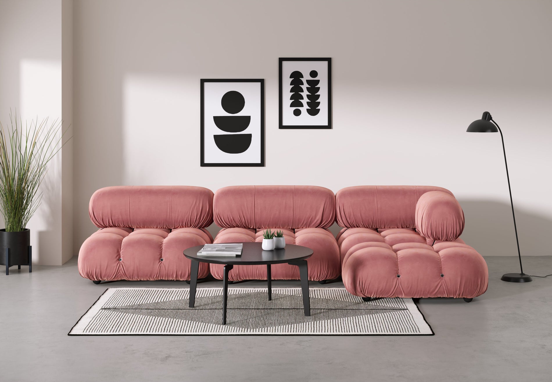 Bellini SectionalBlush Pink Velvet