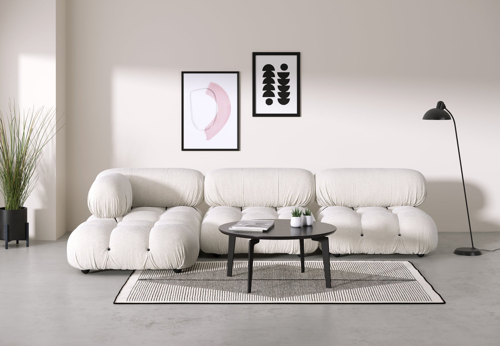 Bellini SectionalWhite Boucle