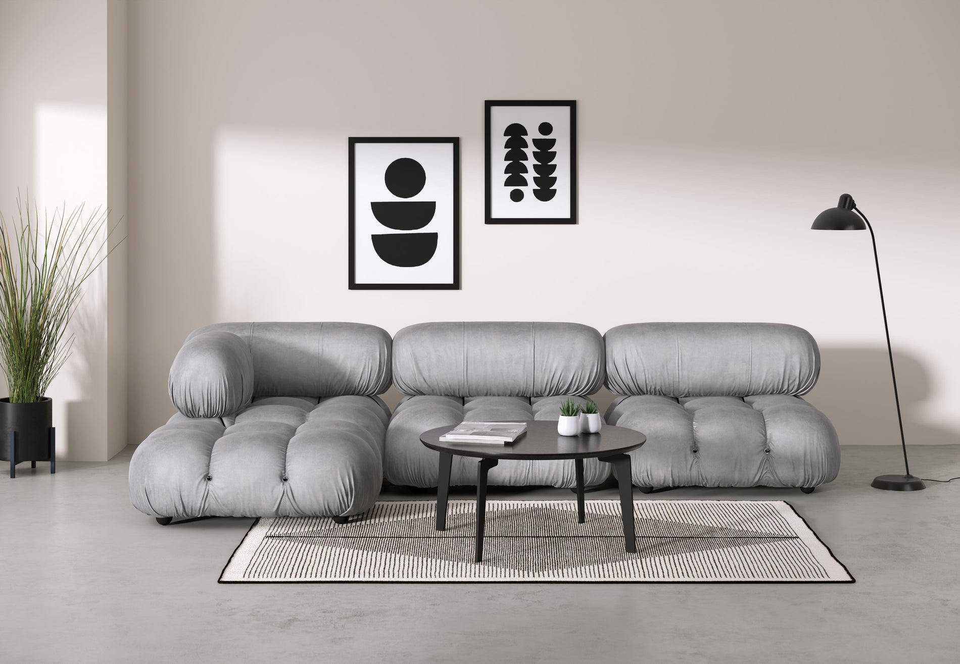 Bellini SectionalLight Gray Velvet