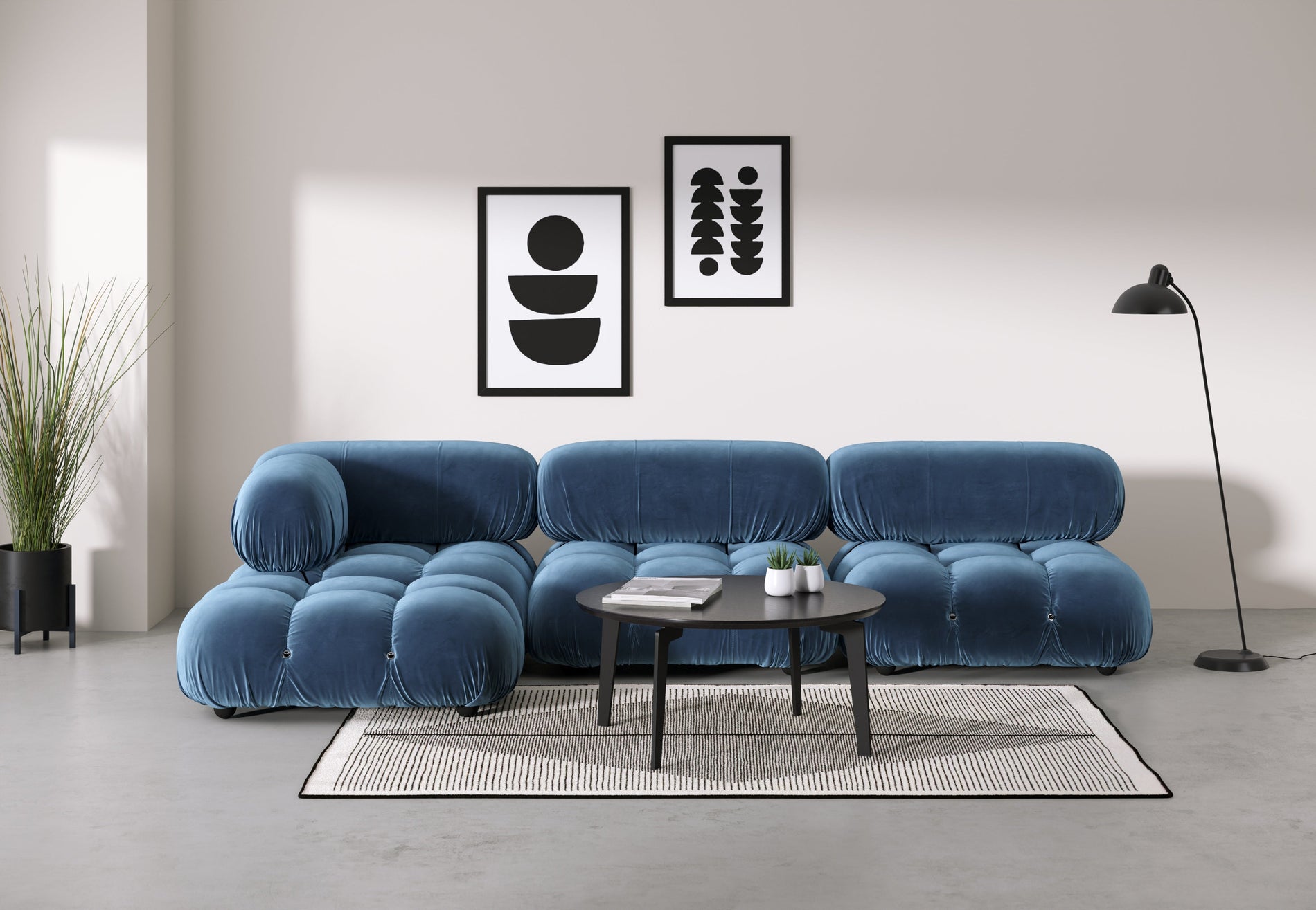 Bellini SectionalAegean Blue Velvet