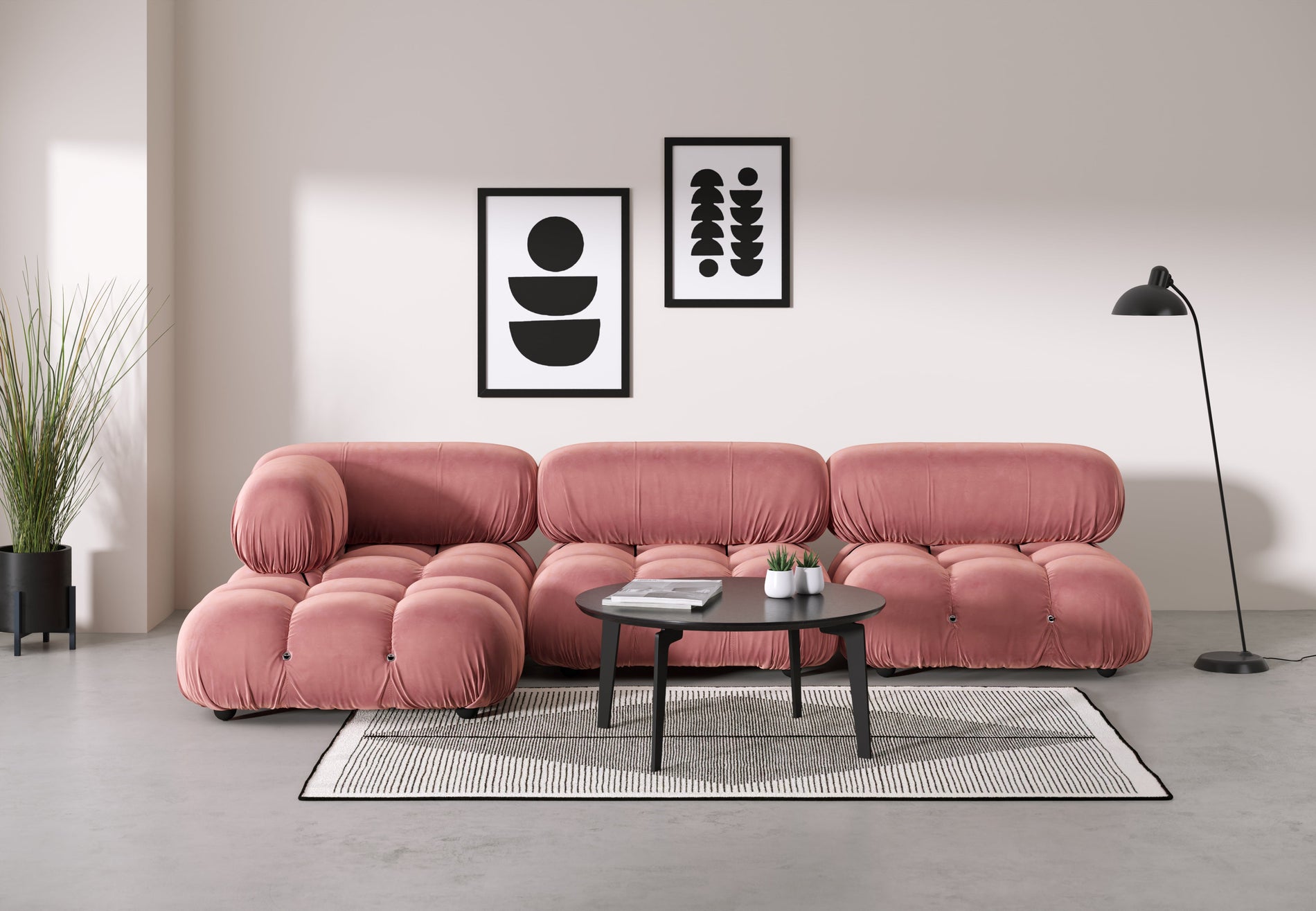 Bellini SectionalBlush Pink Velvet