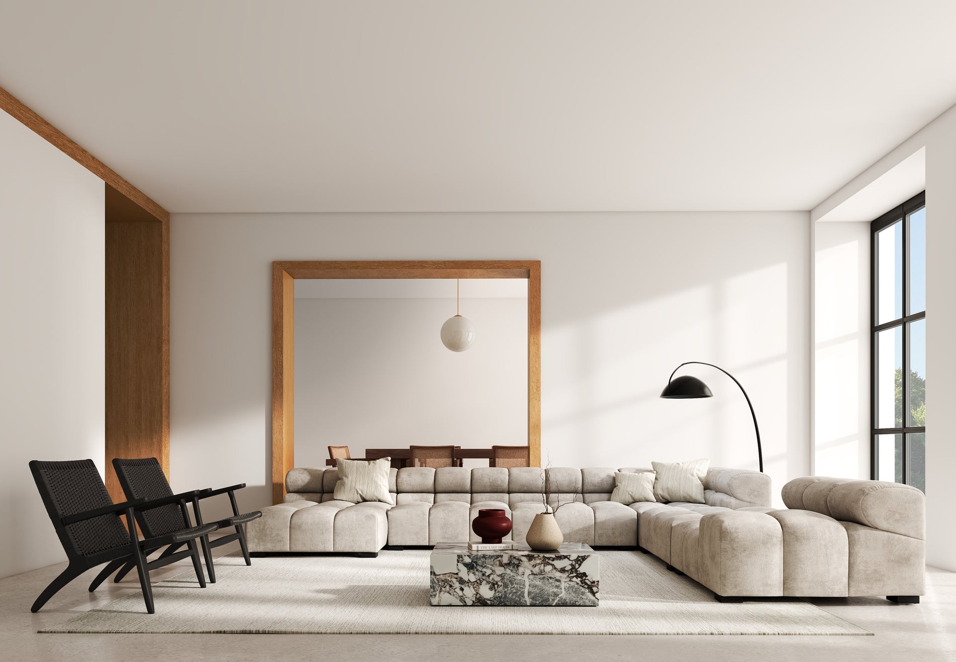 TuftyBeige Gray Chenille