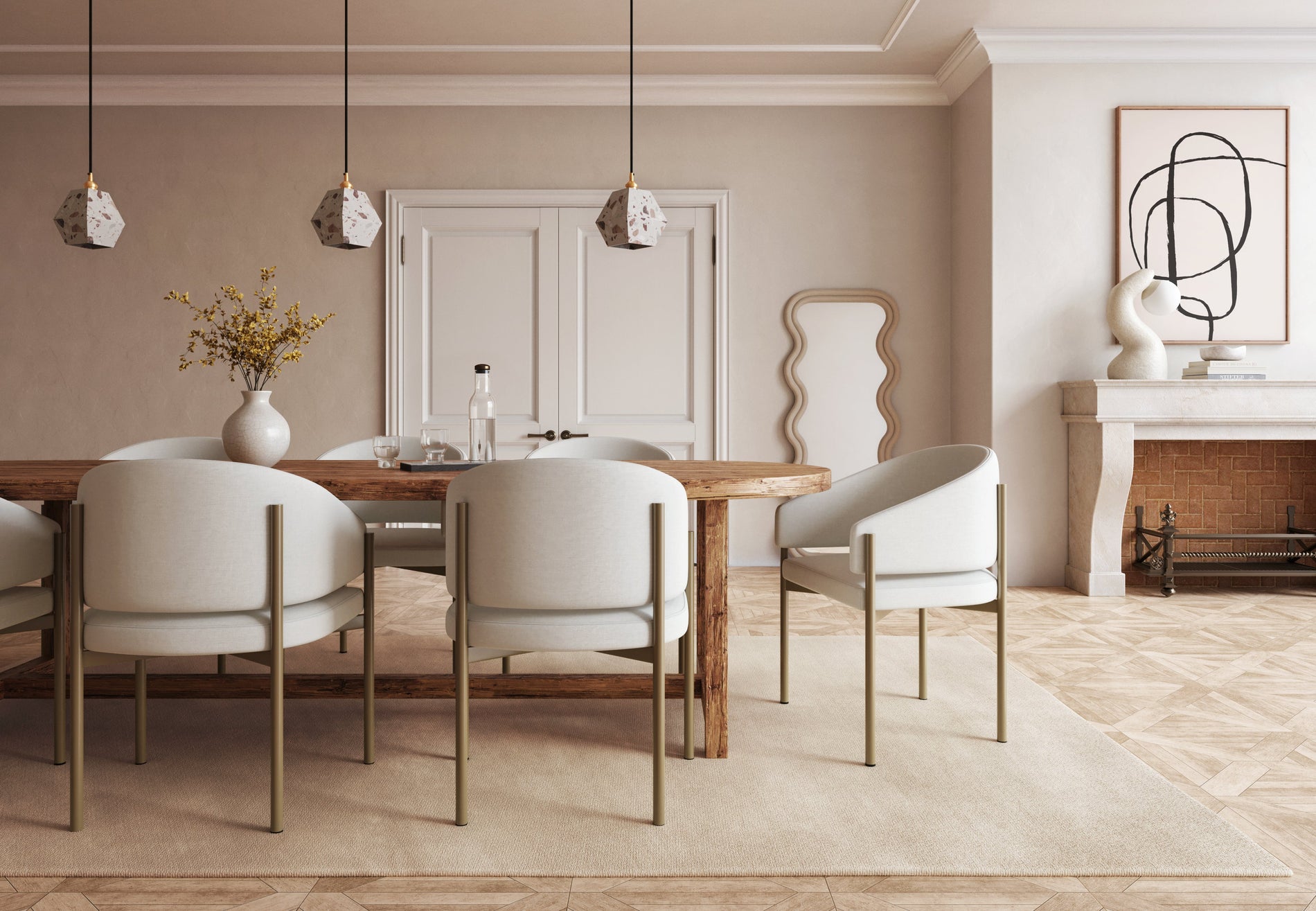 EsmeOatmeal Brushed Weave and Brushed Brass