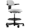 Ergonomic white office chair with footrest for 1-2 person phone booths – designed for long hours of productivity