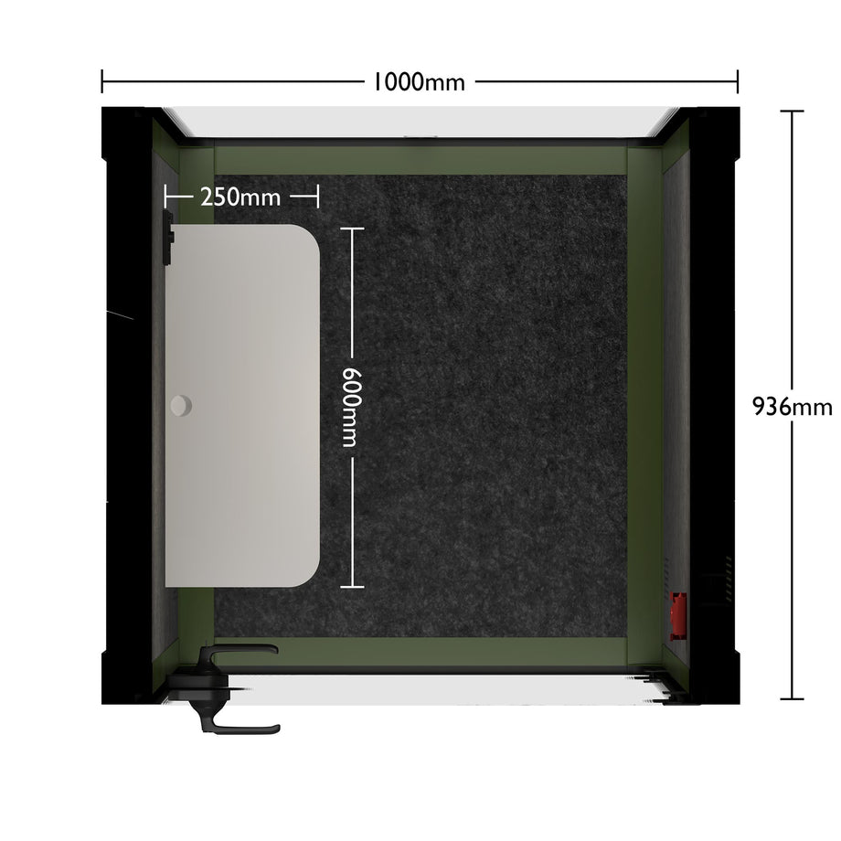Office Pod Quell Akustický Green / No Furniture | Upgraded Device Shelf / Dark Grey