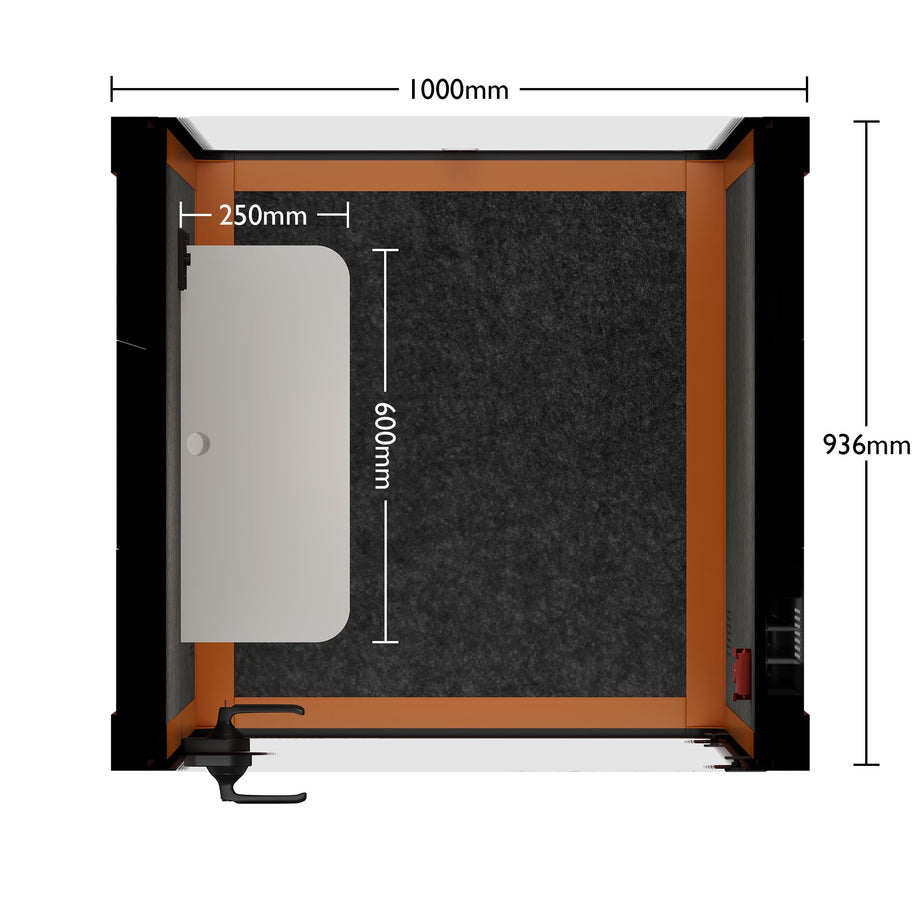 Office Pod Quell Akustický Orange / No Furniture | Upgraded Device Shelf / Dark Grey