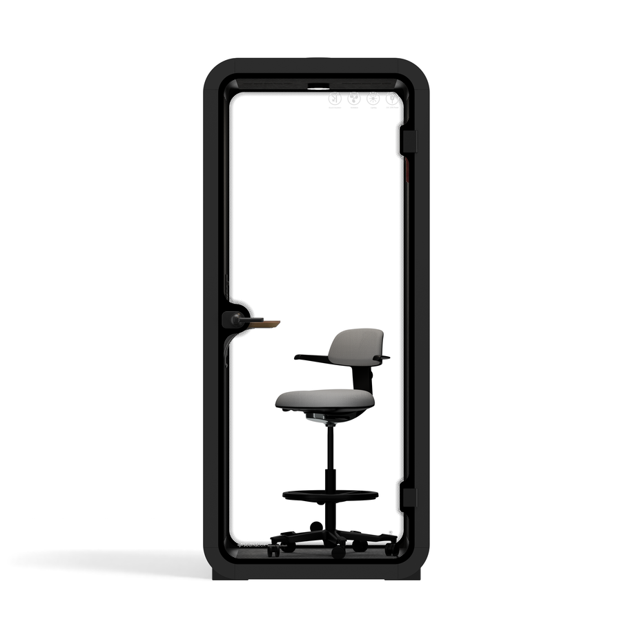 Kontorspod Quell Akustisk Charcoal / Upgraded Device Shelf / Dark Grey