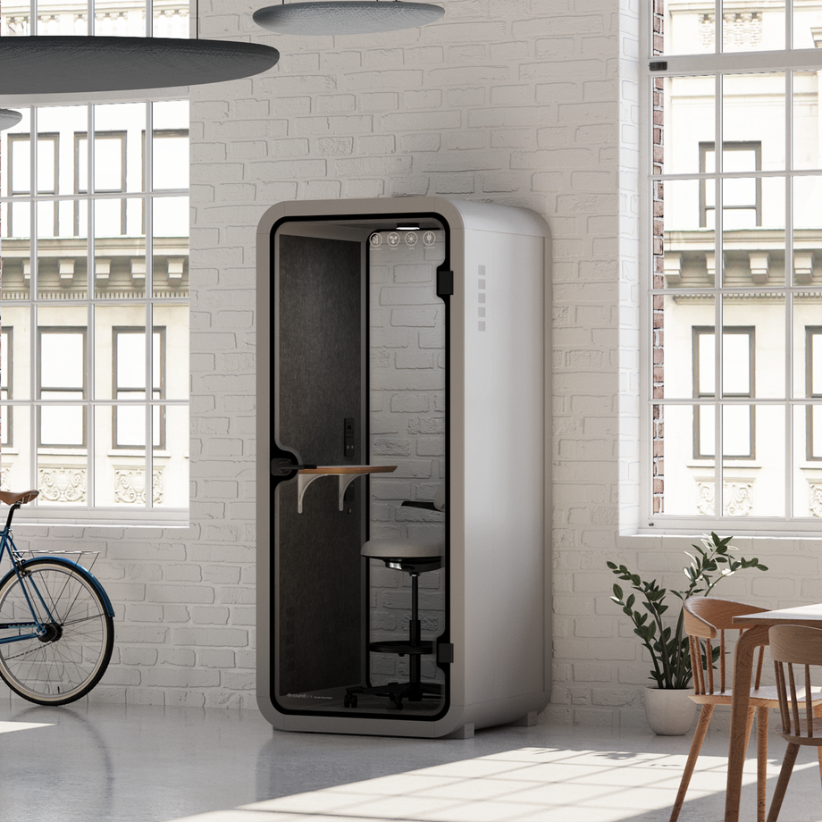 Kontorspod Quell Akustisk Light Grey / Upgraded Device Shelf / Dark Grey