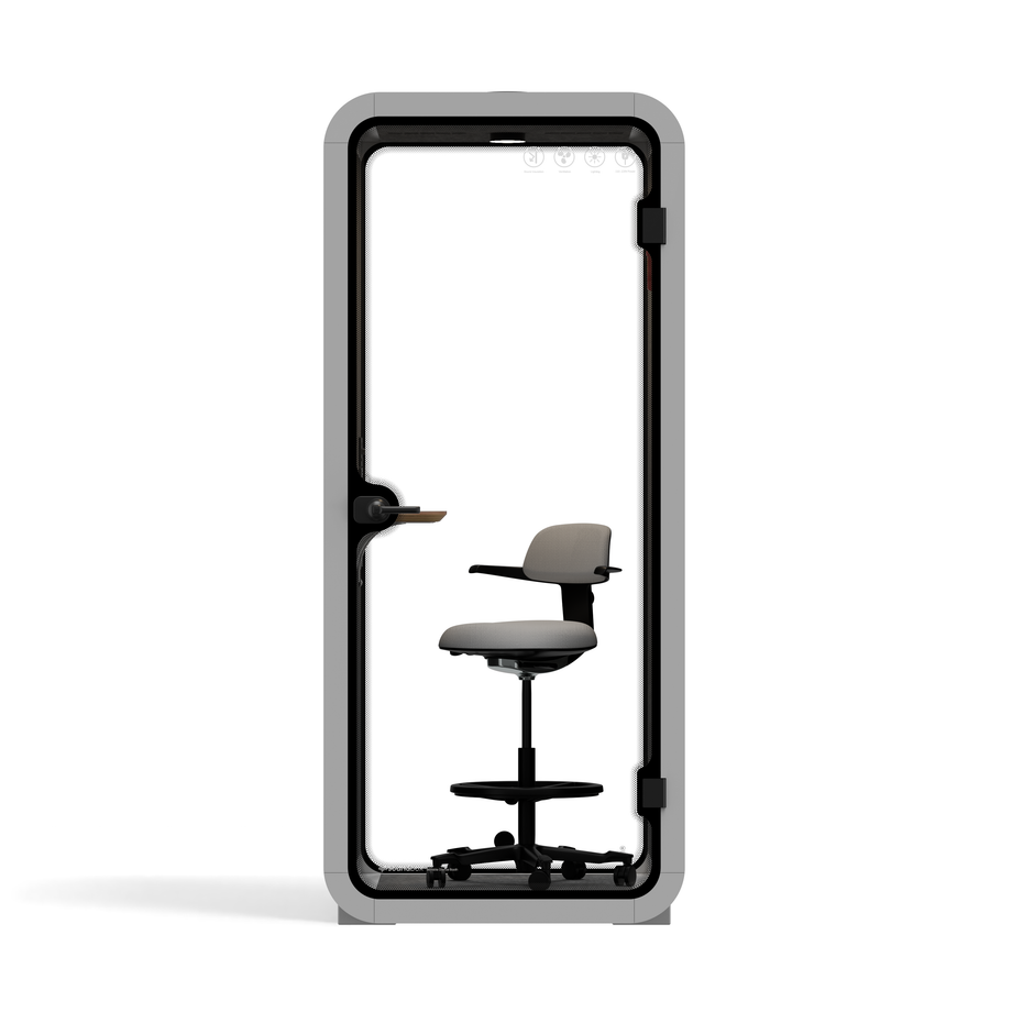 Kontorspod Quell Akustisk Light Grey / Upgraded Device Shelf / Dark Grey