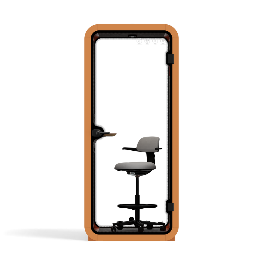 Kontorspod Quell Akustisk Orange / Upgraded Device Shelf / Dark Grey