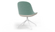 Bloom Chair by Quell Design – a modern Scandinavian-style chair in soft pastel aqua with a smooth contoured seat upholstered in linen-velvet and eco PU panels. Supported by a sleek black Eiffel-style steel base, this elegant and comfortable chair brings a touch of colour and minimalist sophistication to contemporary interiors, perfect for hospitality, dining, or office settings.