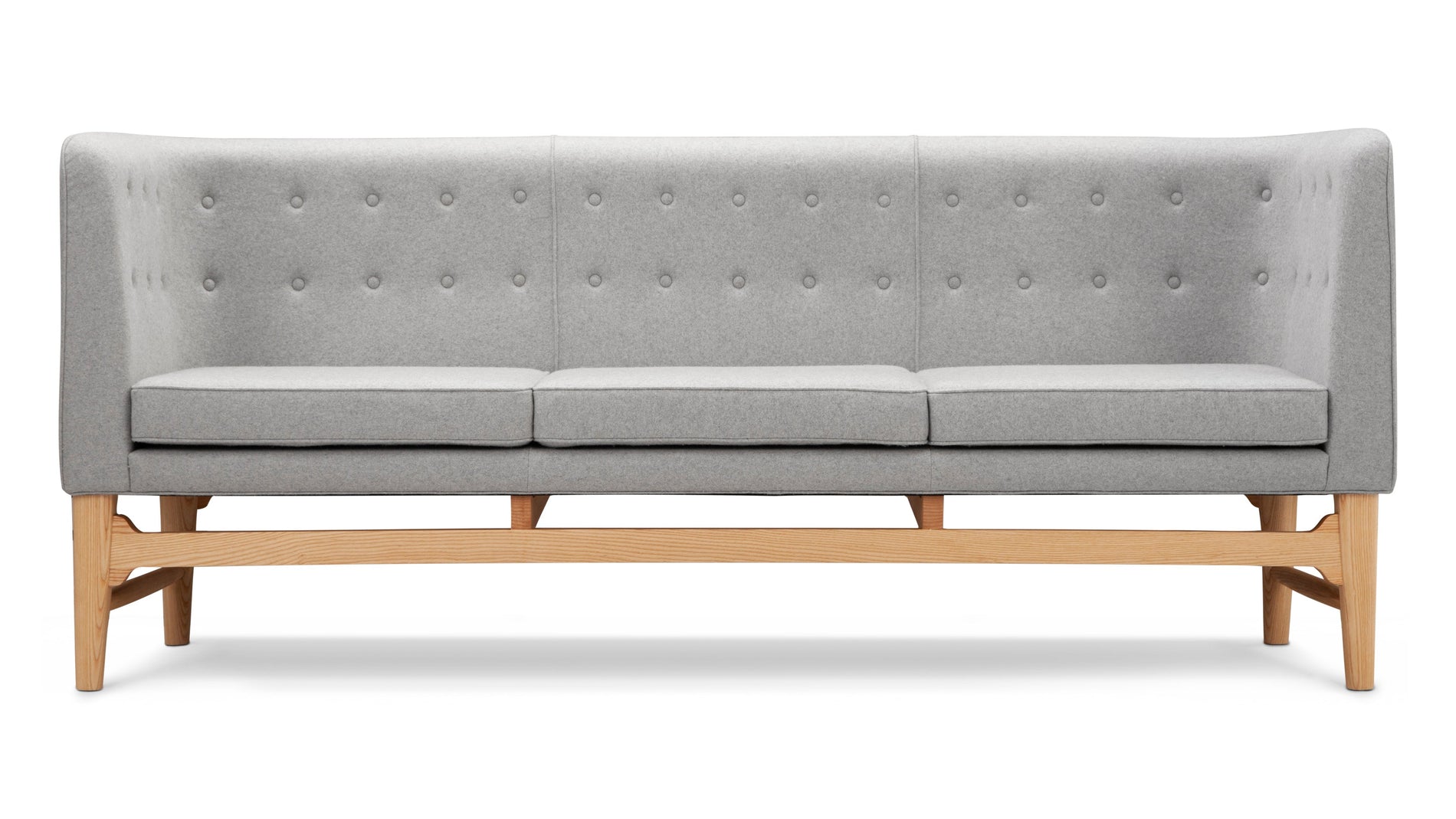 BürgermeisterstilBürgermeisterstil - Bürgermeisterstil Drei -Sitzer -Sofa, hellgraue Wolle und Asche