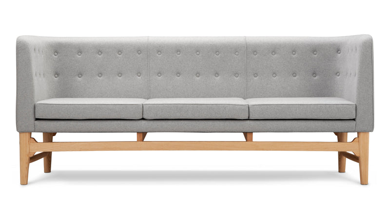 BürgermeisterstilBürgermeisterstil - Bürgermeisterstil Drei -Sitzer -Sofa, hellgraue Wolle und Asche