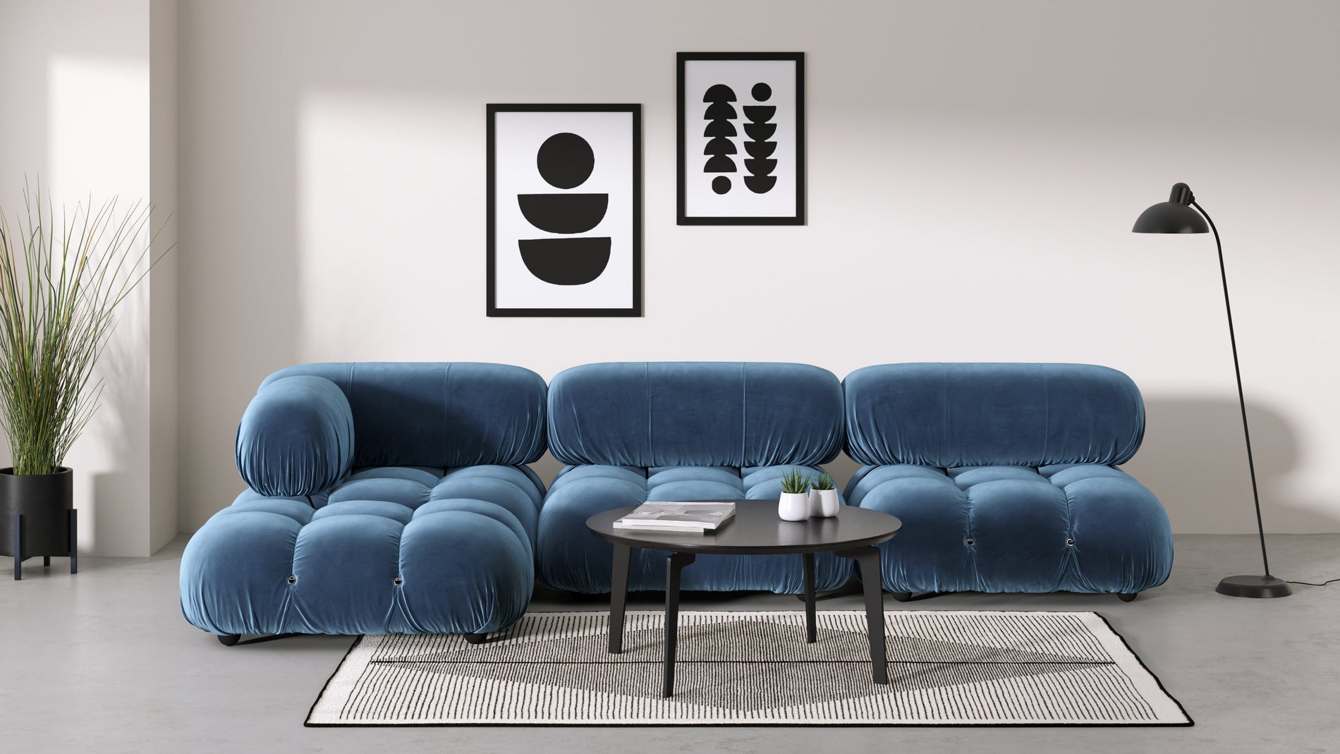 Bellini SectionalAegean Blue Velvet